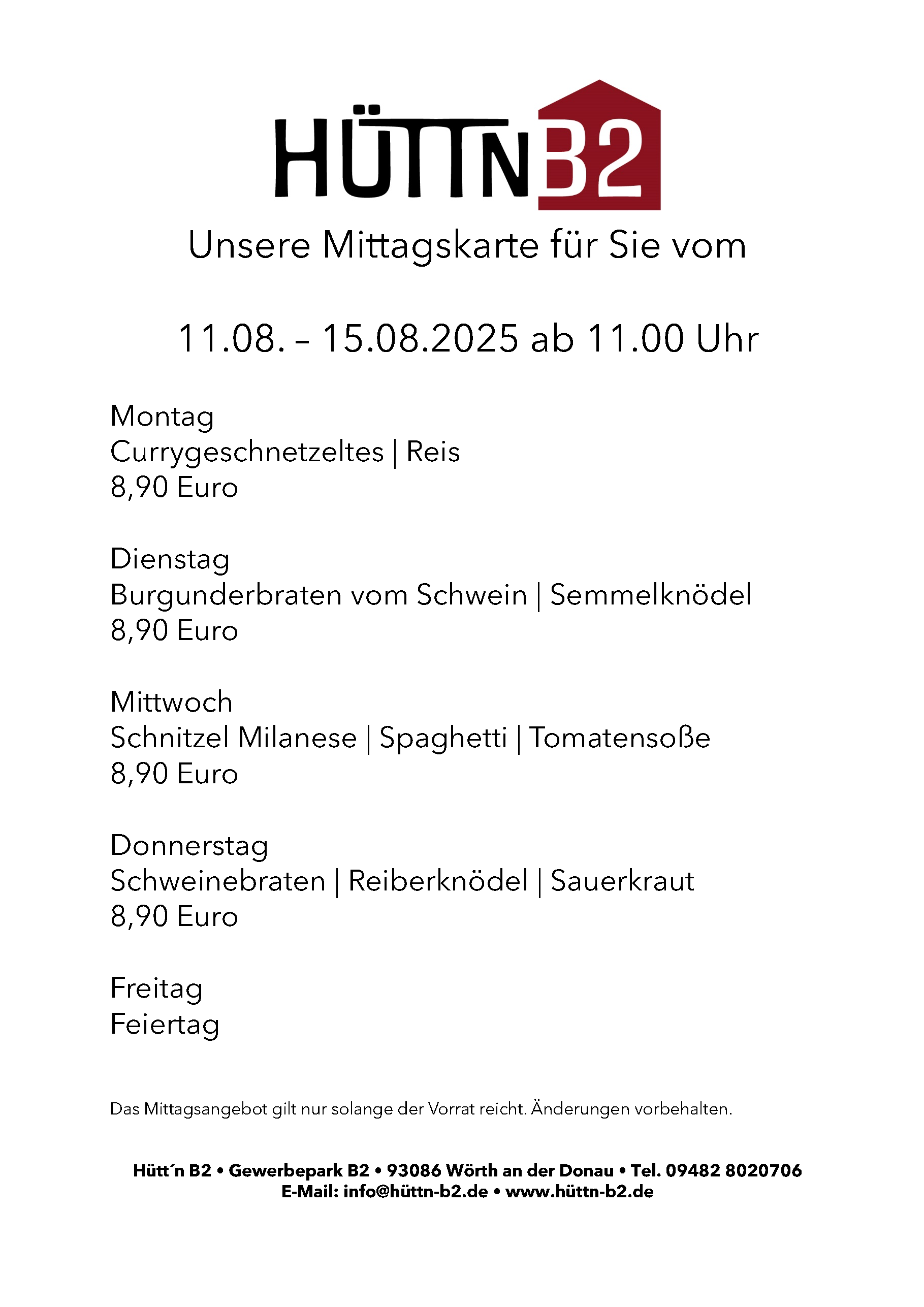 Mittagskarte